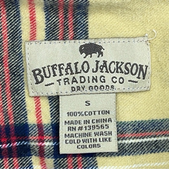 SMALL BUFFALO WOMENS YELLOW PLAID FLANNEL COTTON LONG SLEEVE BUTTON FRONT - Picture 9 of 10